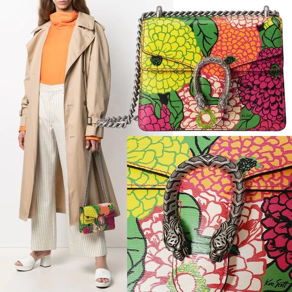 GUCCI BAG 421970 KEN SCOTT PRINT LEATHER DIONYSUS MINI SHOULDER CHAIN STRAP - Picture 1 of 15
